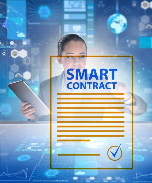 Smart contract as illustration of blockchain concept