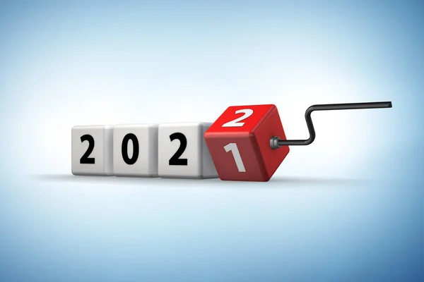 Concept of changing the year from 2021 to 2022 - 3d rendering — Stock Photo, Image