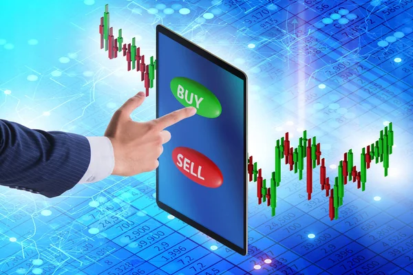 Online trading concept met zakenman — Stockfoto