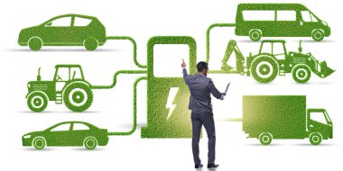 Elektrikli şarj ve araç kavramında iş adamı