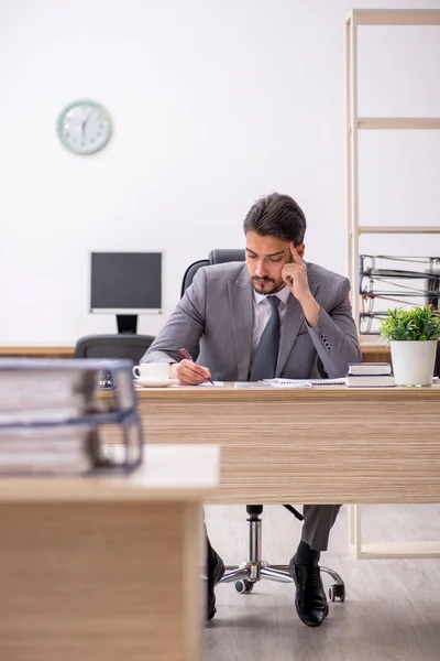 Ung manlig anställd som arbetar på kontoret — Stockfoto