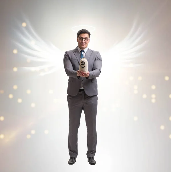 Angel investor concept with businessman with wings — Stock Photo, Image