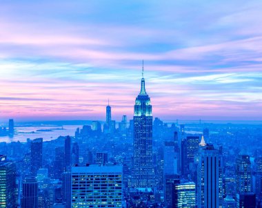 Günbatımında New York Manhattan manzarası
