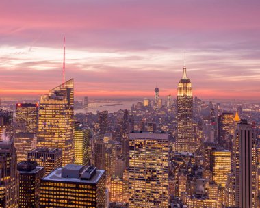 Günbatımında New York Manhattan manzarası