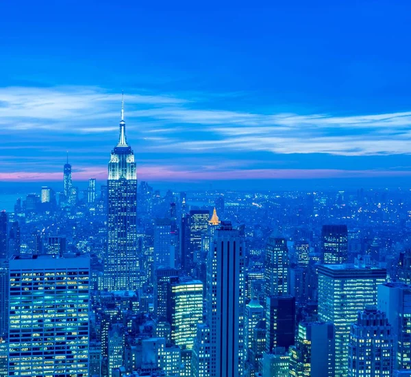 Pohled na New York Manhattan během západu slunce — Stock fotografie