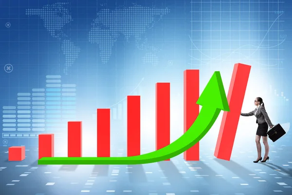 Empresa que apoya el crecimiento económico en el gráfico — Foto de Stock