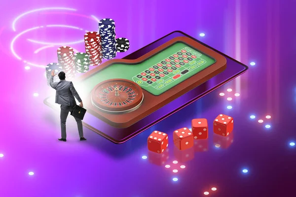 Geschäftsmann im Online Casino Konzept — Stockfoto