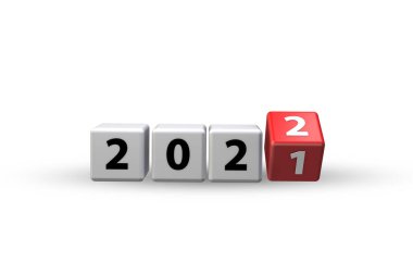 Yılı 2021 'den 2022' ye değiştirme kavramı - 3D oluşturma