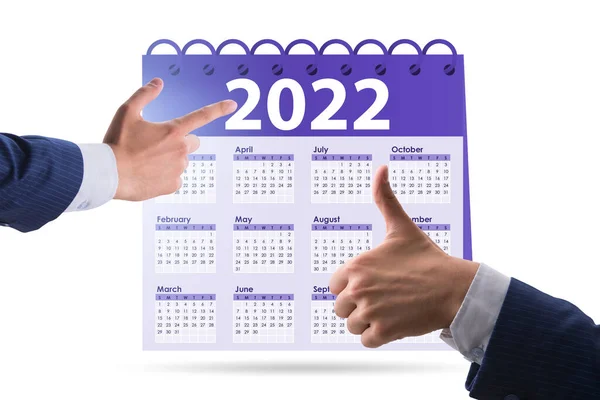 Homme d'affaires dans le concept de calendrier de l'année 2022 — Photo