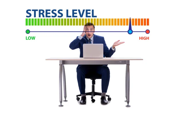 Empresario con medidor midiendo su nivel de estrés —  Fotos de Stock