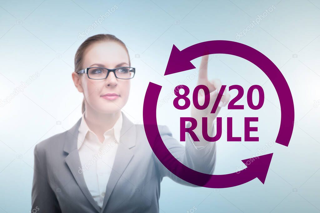 Businesswoman in pareto rule illustration