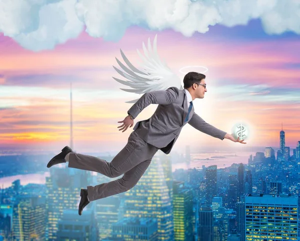 Angel investor concept with businessman with wings — Stock Photo, Image