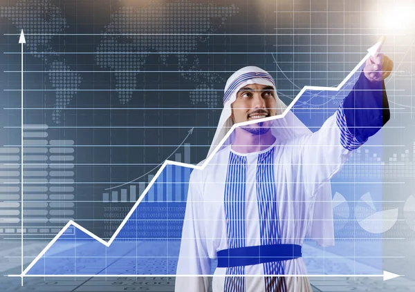 Arabischer Bisinessman arbeitet mit Diagramm — Stockfoto