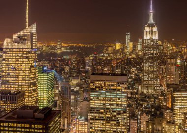 Günbatımında New York Manhattan manzarası