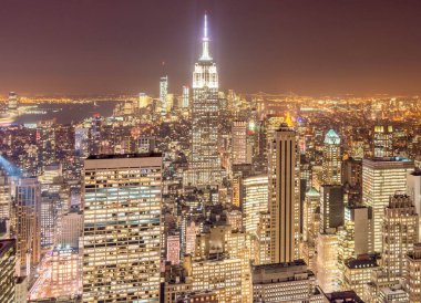 Günbatımında New York Manhattan manzarası