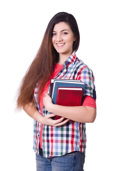 Young female student isolated on the white — Stock Photo, Image