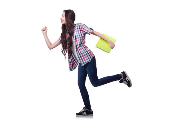 Jonge student met boeken geïsoleerd op de witte — Stockfoto