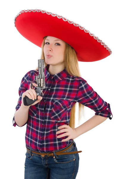 Rolig mexikanska med sombrero i koncept — Stockfoto