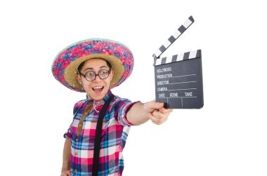 Konseptte sombrero olan komik bir Meksikalı.