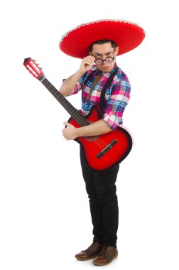 Konseptte sombrero olan komik bir Meksikalı.