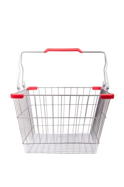 üzerinde beyaz izole süpermarket arabası alışveriş