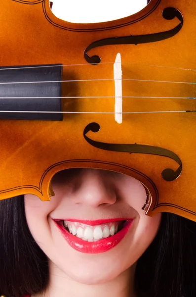 Woman playing violin isolated on the white — Stock Photo, Image