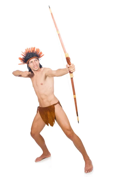 Native american in funny concept isolated on white — Stock Photo, Image