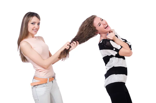 Dos amigas aisladas en el blanco — Foto de Stock