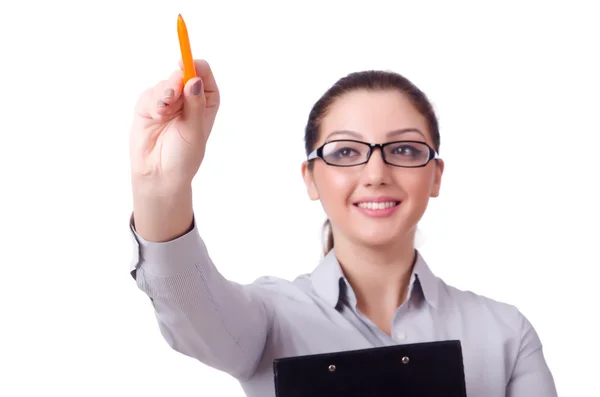 Junge Geschäftsfrau isoliert auf weiß — Stockfoto