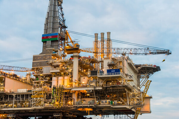 Oil rig platform in the calm sea