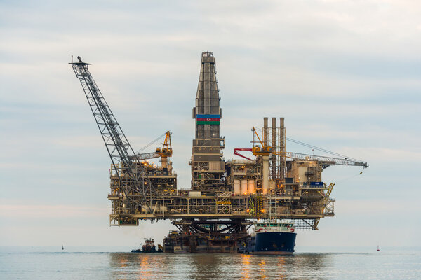 Oil rig platform in the calm sea