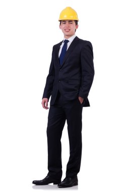 adam beyaz izole zor şapka