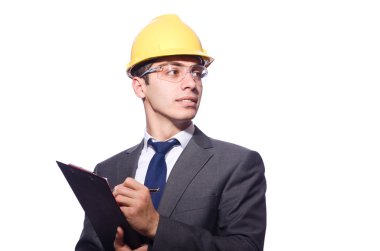 adam beyaz izole zor şapka