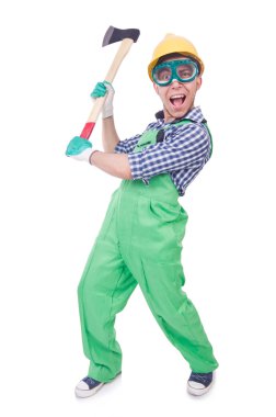 komik adam beyaz izole balta