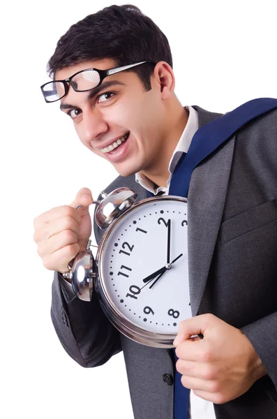 Mann mit Uhr hat Angst, Frist zu verpassen — Stockfoto