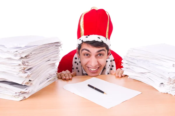 King businessman with lots of paperwork — Stock Photo, Image