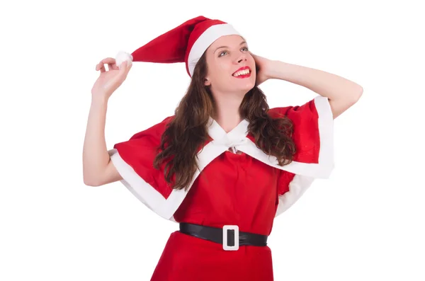 Nieve niña santa en el concepto de Navidad aislado en blanco —  Fotos de Stock