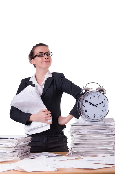 Woman businesswoman under stress missing her deadlines — Stock Photo, Image