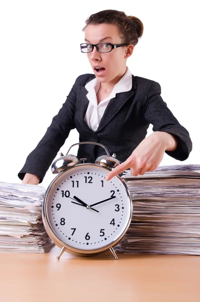 Woman businesswoman under stress missing her deadlines — Stock Photo, Image