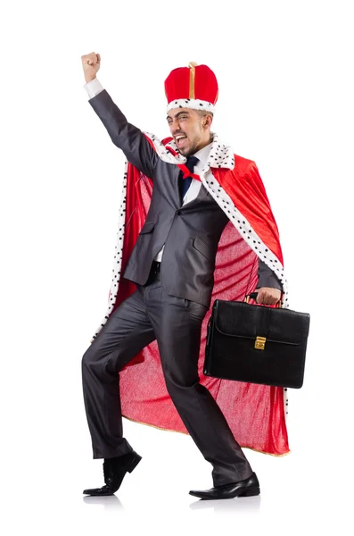 King businessman isolated on the white — Stock Photo, Image