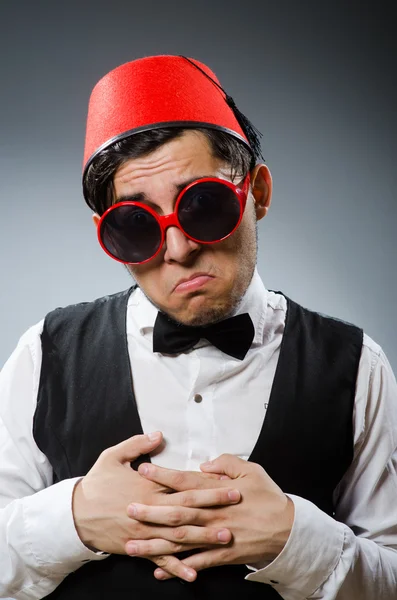 Man wearing traditional turkish hat fez — Stock Photo, Image