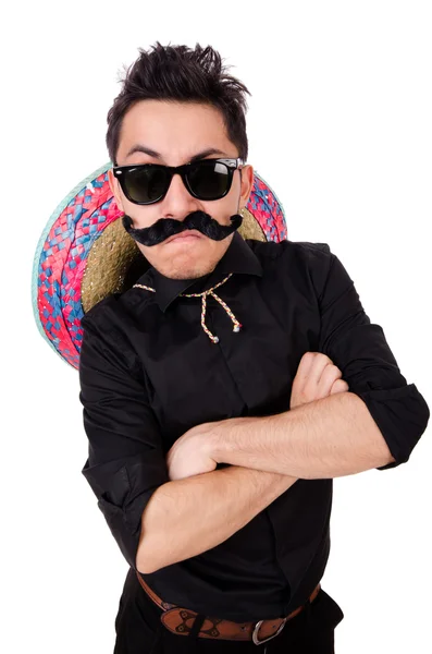 Konseptte sombrero olan komik bir Meksikalı. — Stok fotoğraf