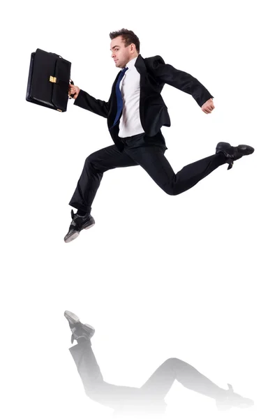 Jumping businessman isolated on the white — Stock Photo, Image