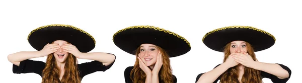 Mulher mexicana engraçado em ouvir ver speal nenhum conceito do mal — Fotografia de Stock