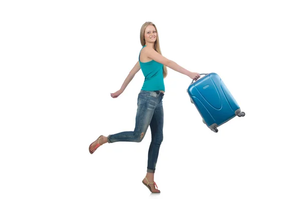 Travel vacation concept with luggage on white — Stock Photo, Image