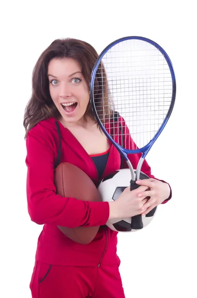 Woman in red costume in sports sporting concept — Stock Photo, Image