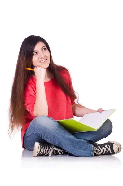 Joven estudiante aislada en el blanco — Foto de Stock