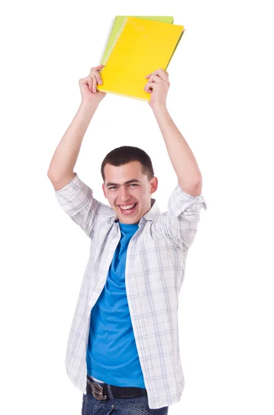 Joven estudiante masculino aislado en blanco —  Fotos de Stock