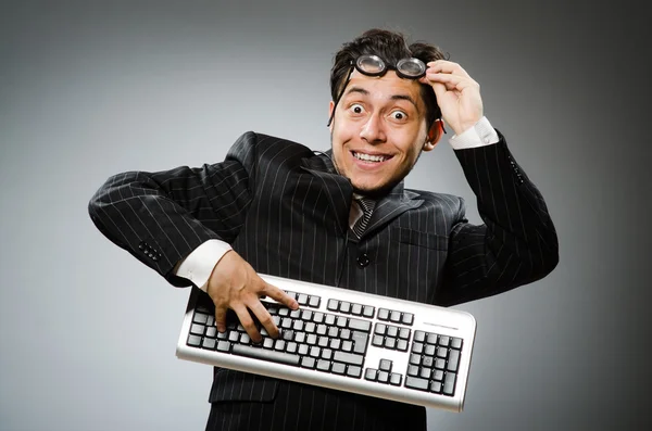 Geek Comouter com teclado de computador Fotografias De Stock Royalty-Free