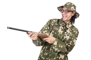 Beyazların arasında izole komik asker